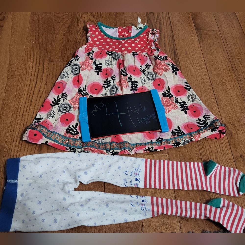 Matilda Jane Size 4 Christmas Kitten Snowflakes Outfit Dress Tights